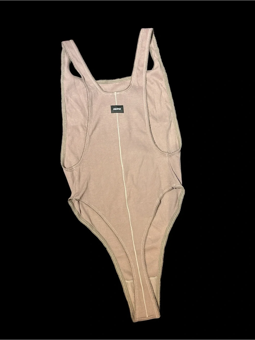 🤎✨ SKIMS Ribbed High Cut Bodysuit Cocoa Brown Size Large MSRP $68 ✨🤎 - Picture 2 of 2